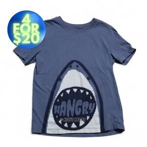 4/$20 -Carters Boys Shark Hangry Funny Graphic Short Sleeve T-Shirt Blue Size 5T